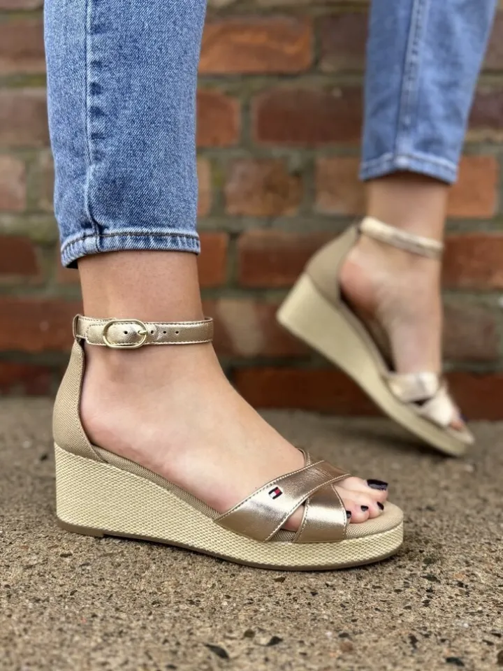 Flag Metallic Mid Wedge Espadrilles